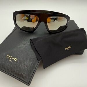Celine Black Shield Sunglasses with Mirror Lenses